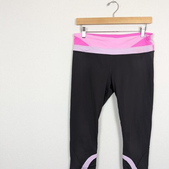 Lululemon Grey Run Inspire Crop II Color Waistband Athletics Leggings Size 8 - Picture 3 of 7